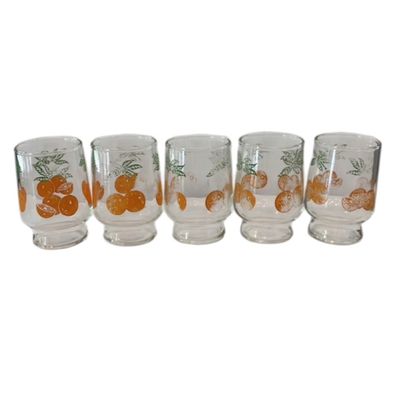 Vintage Orange Juice‎ Carafe Decanter 5 Matching Juice Glasses - Picture 3 of 11